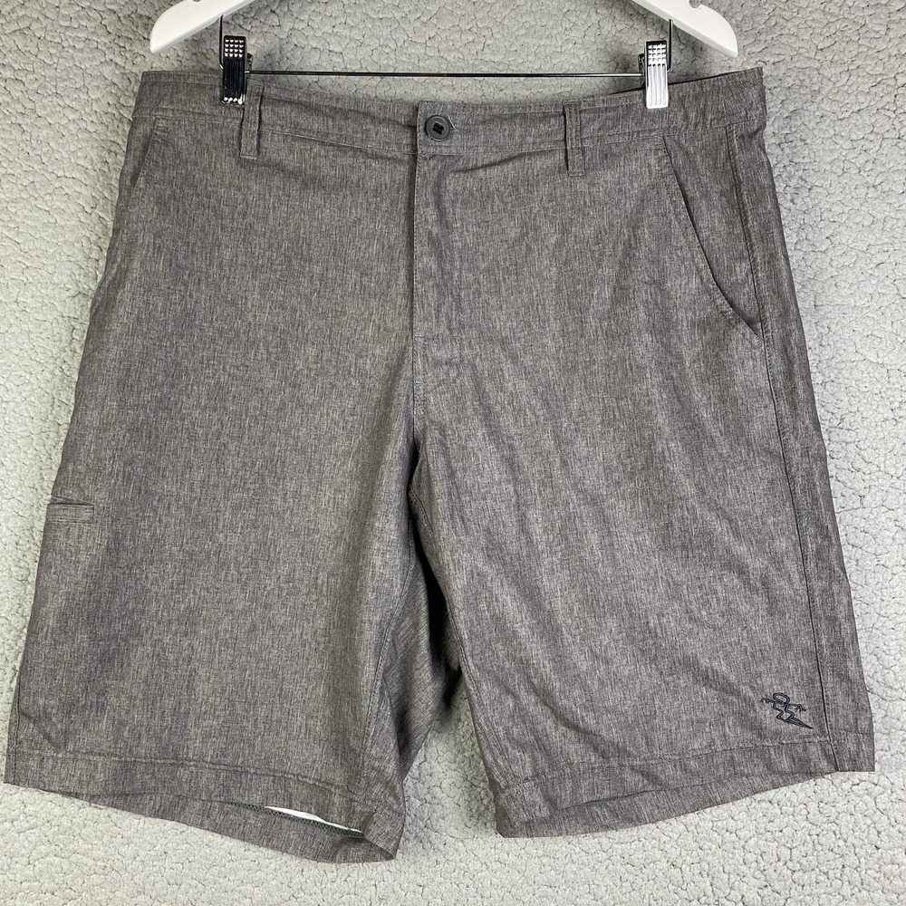 Da Hui Hybrid Shorts Mens Size 36 Gray Performance Stretch Drawstring Surfing